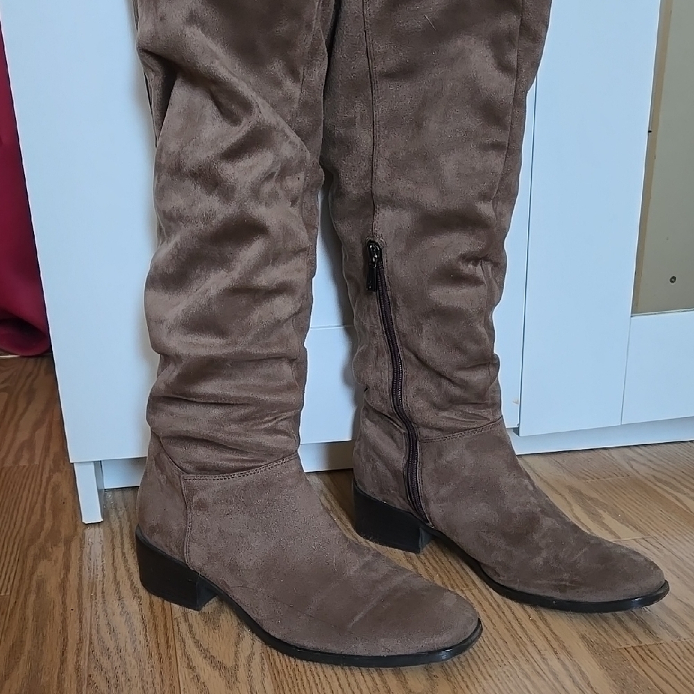 Kenneth Cole Brown Suede Knee-High Boots